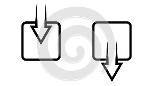 Icon output input, outline logo, arrow submit save data button