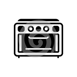 Black solid icon for Oven, kitchen and household