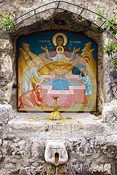 Icon over the holy source in Kotor, Montenegro