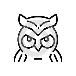 Black line icon for Owl, bird and wisdom