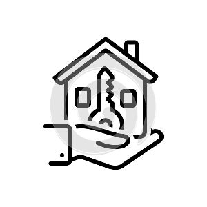 Black line icon for Ownership, proprietorship and property