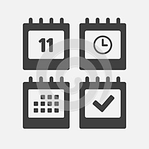 Icon page calendar - 11 day, agenda, timer, done