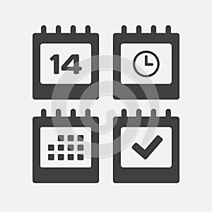 Icon page calendar - 14 day, agenda, timer, done