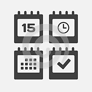 Icon page calendar - 15 day, agenda, timer, done