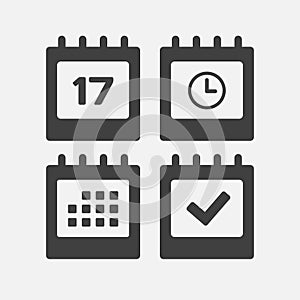 Icon page calendar - 17 day, agenda, timer, done