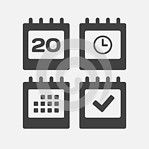 Icon page calendar - 20 day, agenda, timer, done