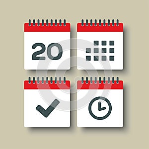 Icon page calendar - 20 day, agenda, timer, done