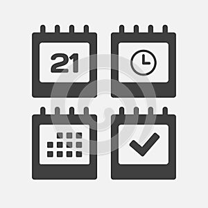 Icon page calendar - 21 day, agenda, timer, done