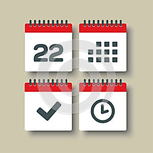 Icon page calendar - 22 day, agenda, timer, done