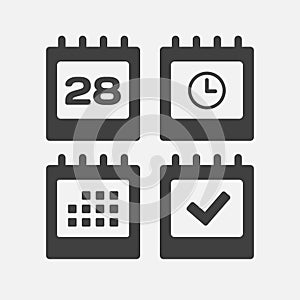 Icon page calendar - 28 day, agenda, timer, done