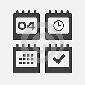 Icon page calendar - 4 day, agenda, timer, done