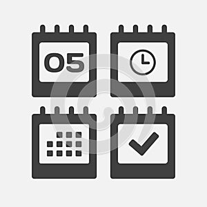 Icon page calendar - 5 day, agenda, timer, done