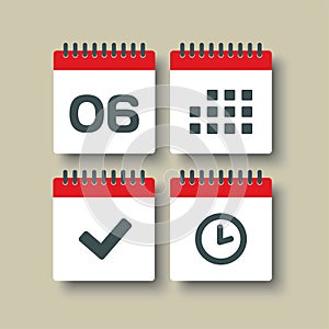 Icon page calendar - 6 day, agenda, timer, done