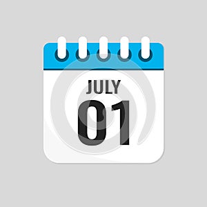 Icon page calendar day - 1 July