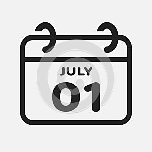 Icon page calendar day - 1 July