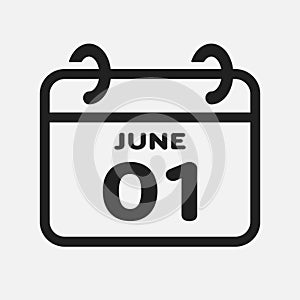 Icon page calendar day - 1 June