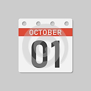 Icon page calendar day - 1 October