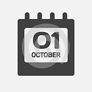 Icon page calendar day 1 October, template date