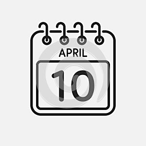 Icon page calendar day - 10 April