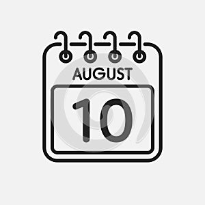 Icon page calendar day - 10 August