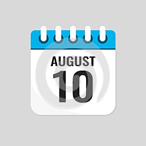Icon page calendar day - 10 August