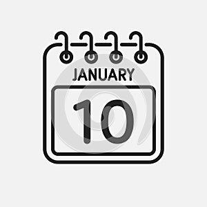 Icon page calendar day - 10 January