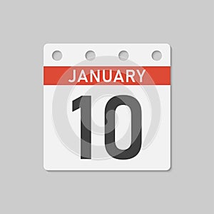 Icon page calendar day - 10 January