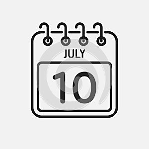 Icon page calendar day - 10 July