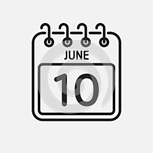 Icon page calendar day - 10 June