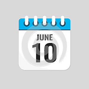 Icon page calendar day - 10 June