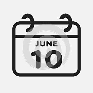 Icon page calendar day - 10 June