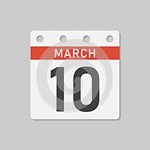 Icon page calendar day - 10 March