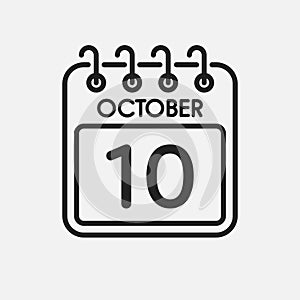 Icon page calendar day - 10 October