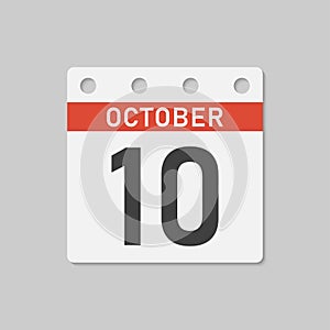 Icon page calendar day - 10 October