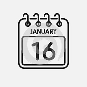 Icon page calendar day - 16 January