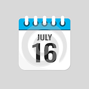 Icon page calendar day - 16 July
