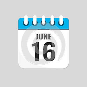 Icon page calendar day - 16 June