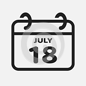 Icon page calendar day - 18 July