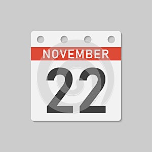 Icon page calendar day - 22 November
