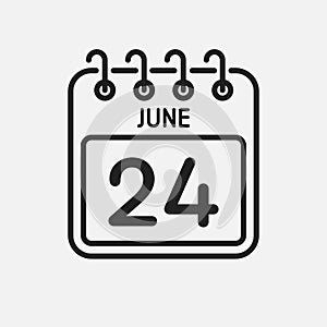 Icon page calendar day - 24 June