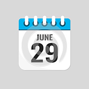 Icon page calendar day - 29 June