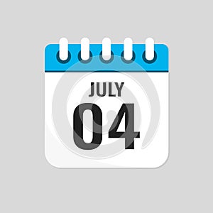 Icon page calendar day - 4 July