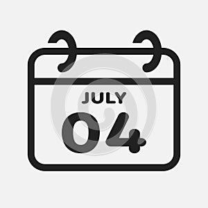 Icon page calendar day - 4 July