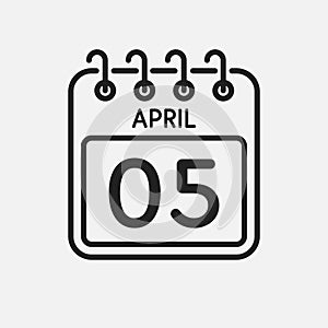 Icon page calendar day - 5 April