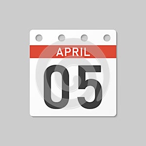 Icon page calendar day - 5 April