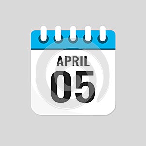 Icon page calendar day - 5 April