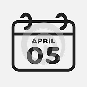 Icon page calendar day - 5 April