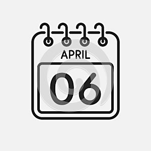 Icon page calendar day - 6 April