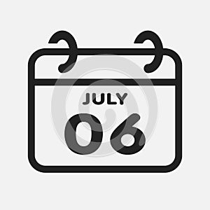 Icon page calendar day - 6 July