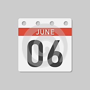 Icon page calendar day - 6 June